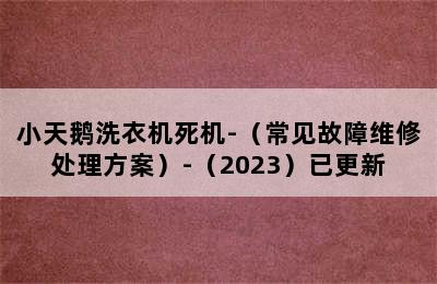 小天鹅洗衣机死机-（常见故障维修处理方案）-（2023）已更新