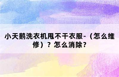 小天鹅洗衣机甩不干衣服-（怎么维修）？怎么消除？