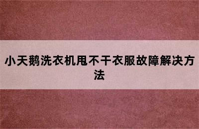 小天鹅洗衣机甩不干衣服故障解决方法