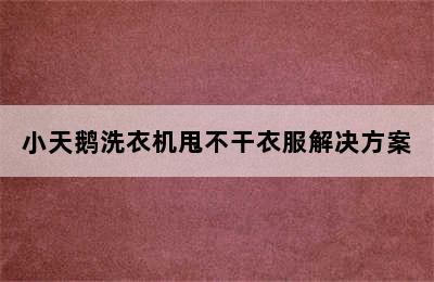 小天鹅洗衣机甩不干衣服解决方案