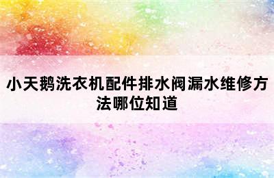 小天鹅洗衣机配件排水阀漏水维修方法哪位知道