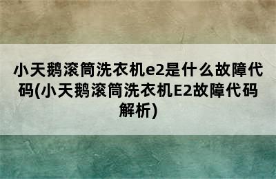 小天鹅滚筒洗衣机e2是什么故障代码(小天鹅滚筒洗衣机E2故障代码解析)