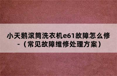 小天鹅滚筒洗衣机e61故障怎么修-（常见故障维修处理方案）