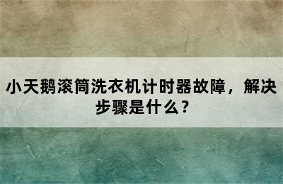 小天鹅滚筒洗衣机计时器故障，解决步骤是什么？