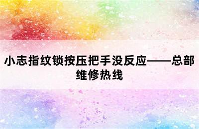 小志指纹锁按压把手没反应——总部维修热线