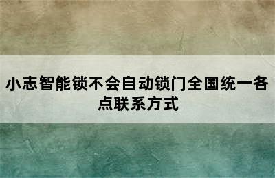 小志智能锁不会自动锁门全国统一各点联系方式