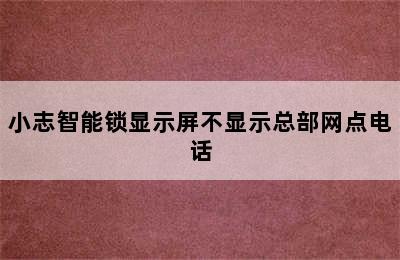 小志智能锁显示屏不显示总部网点电话