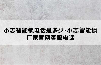 小志智能锁电话是多少-小志智能锁厂家官网客服电话