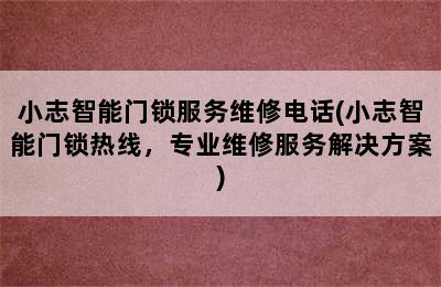 小志智能门锁服务维修电话(小志智能门锁热线，专业维修服务解决方案)