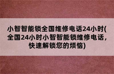 小智智能锁全国维修电话24小时(全国24小时小智智能锁维修电话，快速解锁您的烦恼)