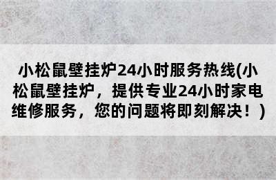 小松鼠壁挂炉24小时服务热线(小松鼠壁挂炉，提供专业24小时家电维修服务，您的问题将即刻解决！)