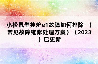 小松鼠壁挂炉e1故障如何排除-（常见故障维修处理方案）（2023）已更新