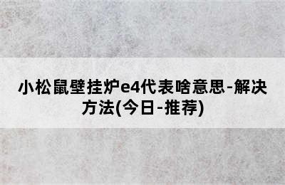 小松鼠壁挂炉e4代表啥意思-解决方法(今日-推荐)