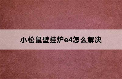 小松鼠壁挂炉e4怎么解决