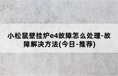 小松鼠壁挂炉e4故障怎么处理-故障解决方法(今日-推荐)