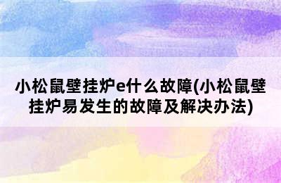 小松鼠壁挂炉e什么故障(小松鼠壁挂炉易发生的故障及解决办法)