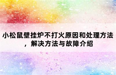 小松鼠壁挂炉不打火原因和处理方法，解决方法与故障介绍