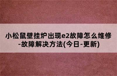 小松鼠壁挂炉出现e2故障怎么维修-故障解决方法(今日-更新)