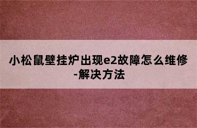 小松鼠壁挂炉出现e2故障怎么维修-解决方法