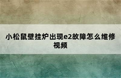 小松鼠壁挂炉出现e2故障怎么维修视频