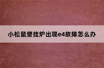 小松鼠壁挂炉出现e4故障怎么办