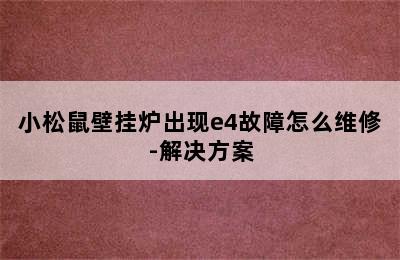 小松鼠壁挂炉出现e4故障怎么维修-解决方案