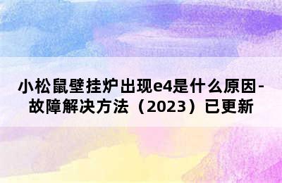 小松鼠壁挂炉出现e4是什么原因-故障解决方法（2023）已更新