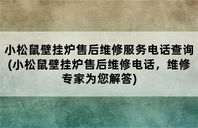 小松鼠壁挂炉售后维修服务电话查询(小松鼠壁挂炉售后维修电话，维修专家为您解答)