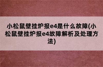 小松鼠壁挂炉报e4是什么故障(小松鼠壁挂炉报e4故障解析及处理方法)