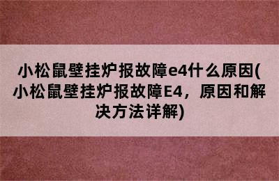 小松鼠壁挂炉报故障e4什么原因(小松鼠壁挂炉报故障E4，原因和解决方法详解)