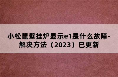 小松鼠壁挂炉显示e1是什么故障-解决方法（2023）已更新