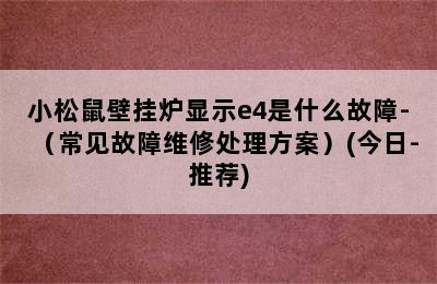 小松鼠壁挂炉显示e4是什么故障-（常见故障维修处理方案）(今日-推荐)