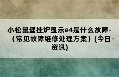 小松鼠壁挂炉显示e4是什么故障-（常见故障维修处理方案）(今日-资讯)