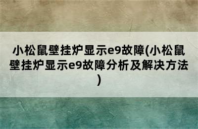 小松鼠壁挂炉显示e9故障(小松鼠壁挂炉显示e9故障分析及解决方法)