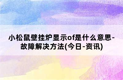 小松鼠壁挂炉显示of是什么意思-故障解决方法(今日-资讯)