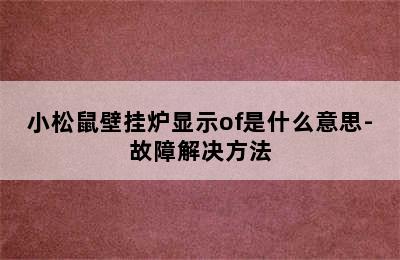 小松鼠壁挂炉显示of是什么意思-故障解决方法