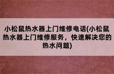 小松鼠热水器上门维修电话(小松鼠热水器上门维修服务，快速解决您的热水问题)