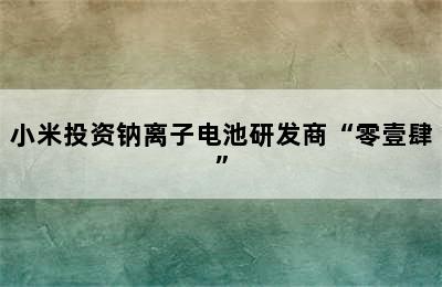 小米投资钠离子电池研发商“零壹肆”