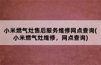 小米燃气灶售后服务维修网点查询(小米燃气灶维修，网点查询)