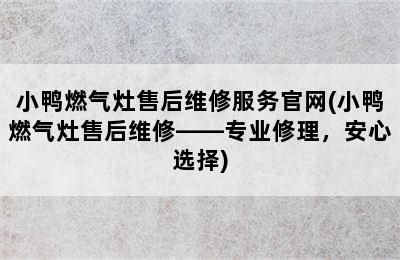 小鸭燃气灶售后维修服务官网(小鸭燃气灶售后维修——专业修理，安心选择)