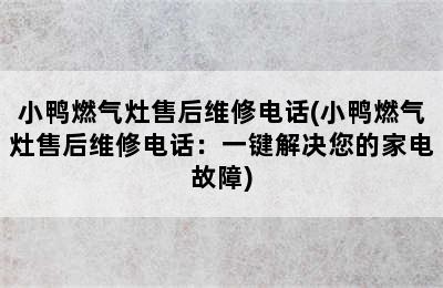 小鸭燃气灶售后维修电话(小鸭燃气灶售后维修电话：一键解决您的家电故障)