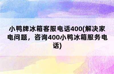 小鸭牌冰箱客服电话400(解决家电问题，咨询400小鸭冰箱服务电话)