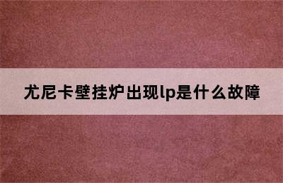 尤尼卡壁挂炉出现lp是什么故障