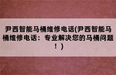 尹西智能马桶维修电话(尹西智能马桶维修电话：专业解决您的马桶问题！)