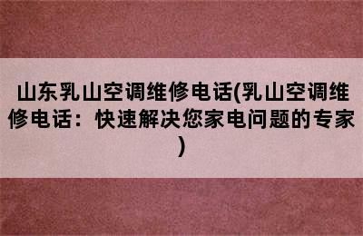 山东乳山空调维修电话(乳山空调维修电话：快速解决您家电问题的专家)