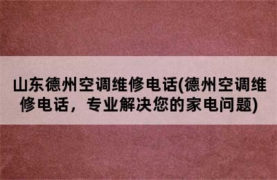 山东德州空调维修电话(德州空调维修电话，专业解决您的家电问题)