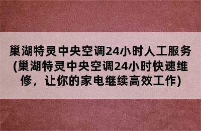 巢湖特灵中央空调24小时人工服务(巢湖特灵中央空调24小时快速维修，让你的家电继续高效工作)