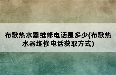 布歌热水器维修电话是多少(布歌热水器维修电话获取方式)