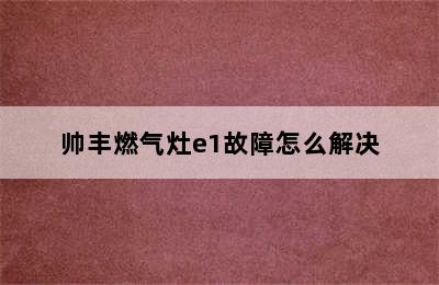 帅丰燃气灶e1故障怎么解决