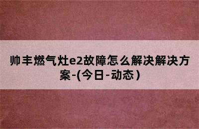 帅丰燃气灶e2故障怎么解决解决方案-(今日-动态）